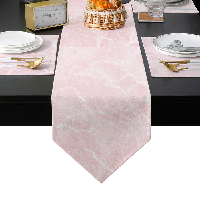 Pink Marble Granite Texture Table Flag And Table Mat Suit Sharp angle - LeobonZone