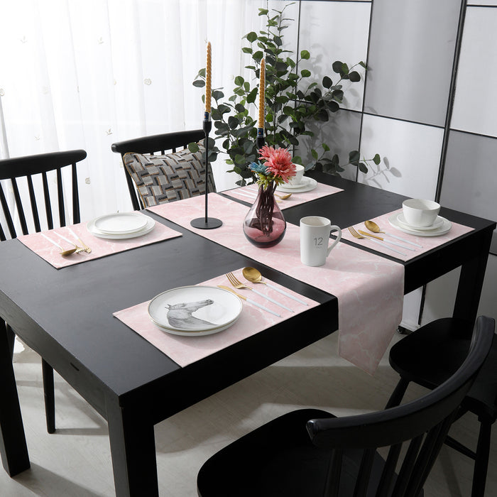 Pink Marble Granite Texture Table Flag And Table Mat Suit Sharp angle - LeobonZone
