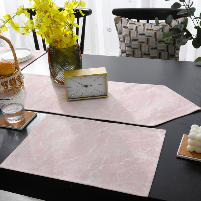 Pink Marble Granite Texture Table Flag And Table Mat Suit Sharp angle - LeobonZone