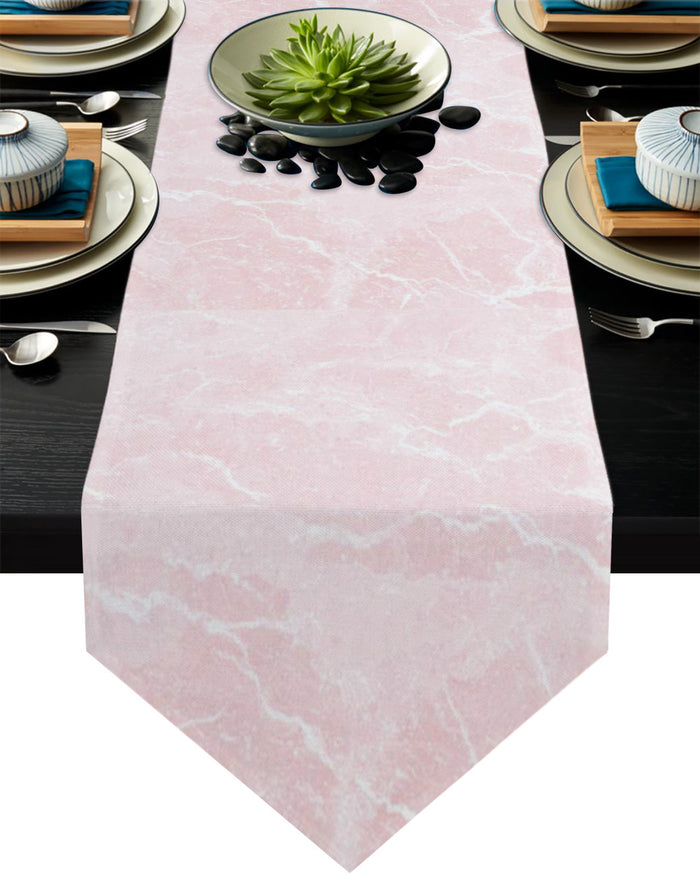 Pink Marble Granite Texture Table Runner Place Mats Sharp Angle - LeobonZone
