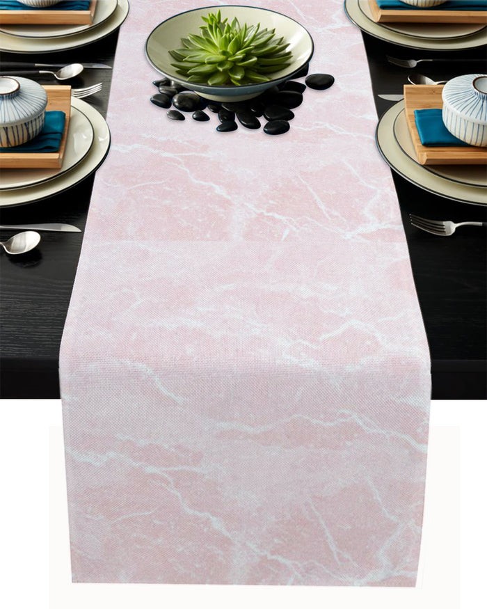 Pink Marble Granite Texture Table Runner Place Mats - LeobonZone