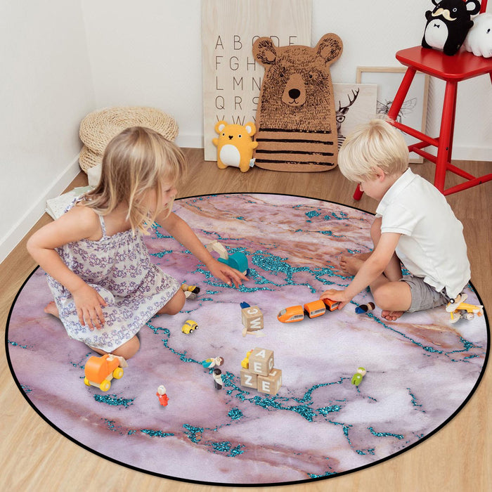 Pink Marble light color pattern stone Circular Felt Rugs - LeobonZone