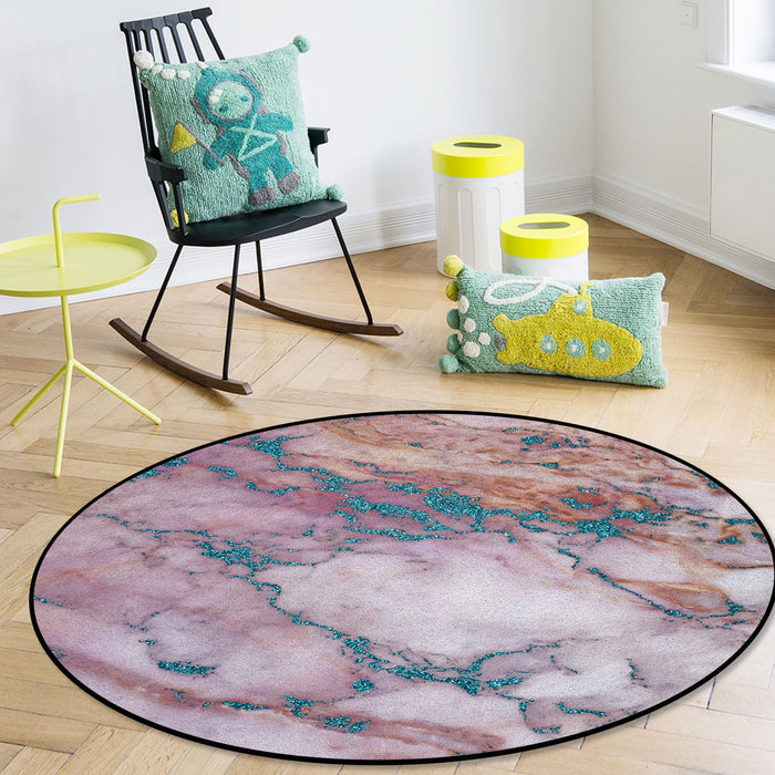 Pink Marble light color pattern stone Circular Felt Rugs - LeobonZone