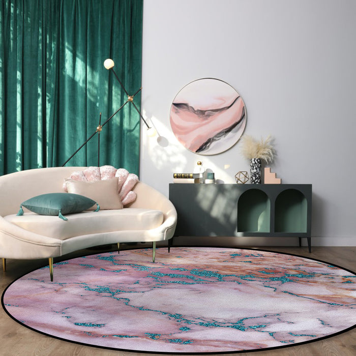 Pink Marble light color pattern stone Circular Felt Rugs - LeobonZone