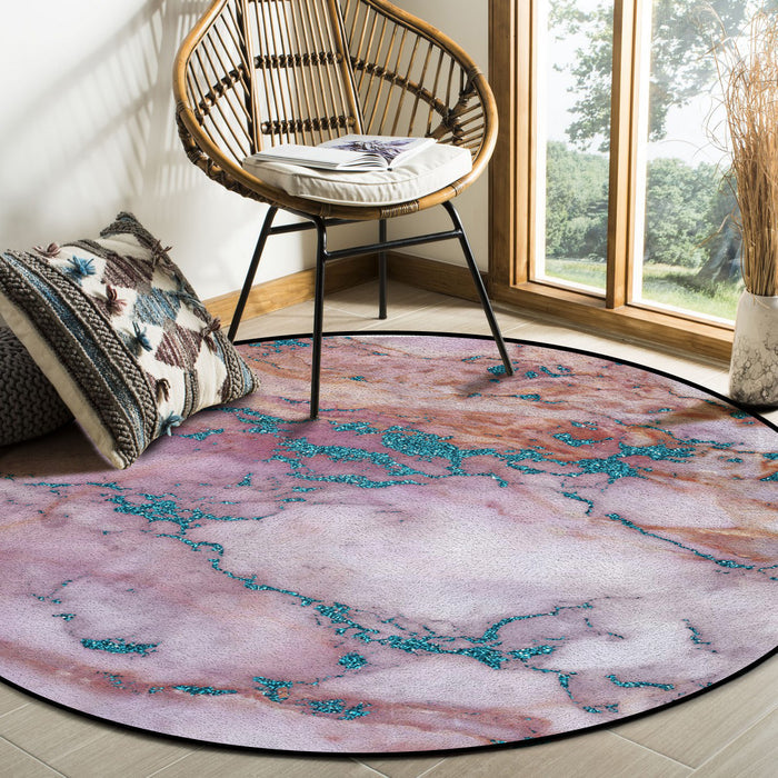 Pink Marble light color pattern stone Circular Felt Rugs - LeobonZone