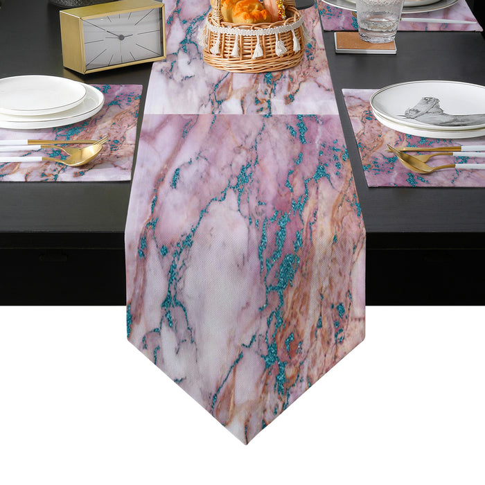 Pink Marble light color pattern stone Table Flag And Table Mat Suit Sharp angle - LeobonZone
