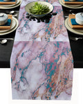 Pink Marble light color pattern stone Table Runner Place Mats - LeobonZone
