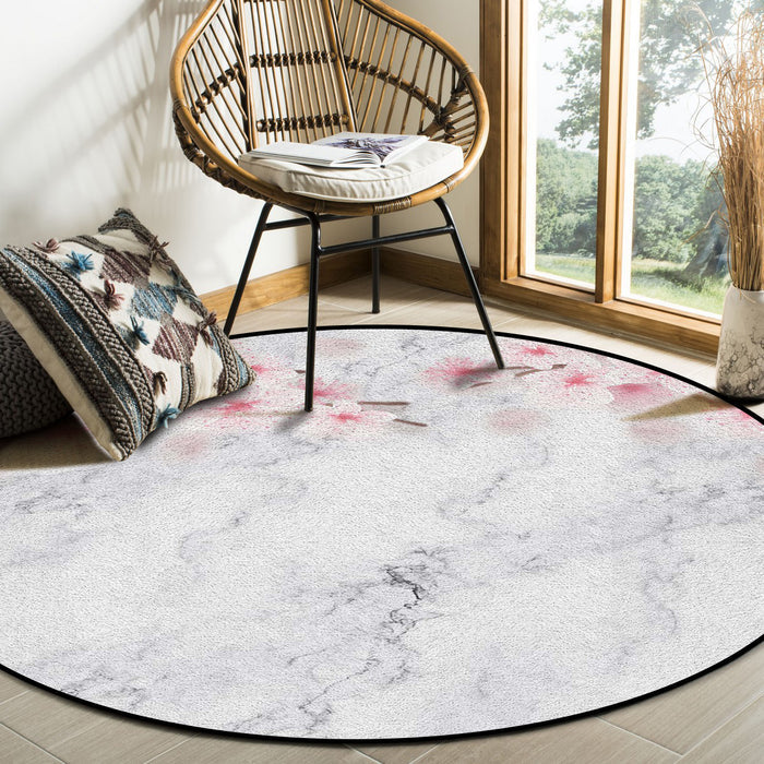 Pink Marble peach blossom Circular Felt Rugs - LeobonZone