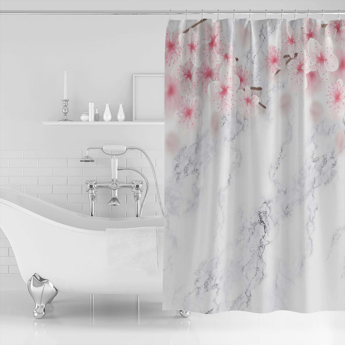 Pink Marble peach blossom Waterproof Durable Shower Curtain - LeobonZone