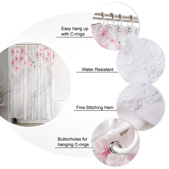 Pink Marble peach blossom Waterproof Durable Shower Curtain - LeobonZone