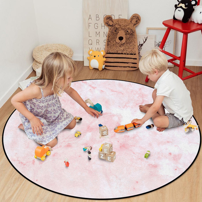 Pink Marble Texture Circular Felt Rugs - LeobonZone