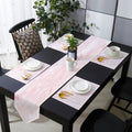 Pink Marble Texture Table Flag And Table Mat Suit Sharp angle - LeobonZone