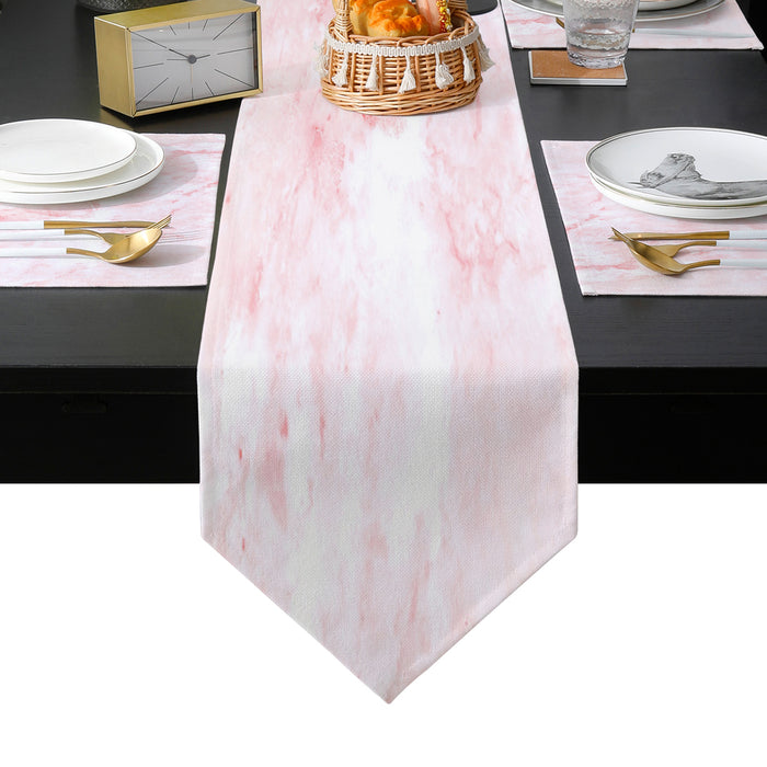 Pink Marble Texture Table Flag And Table Mat Suit Sharp angle - LeobonZone