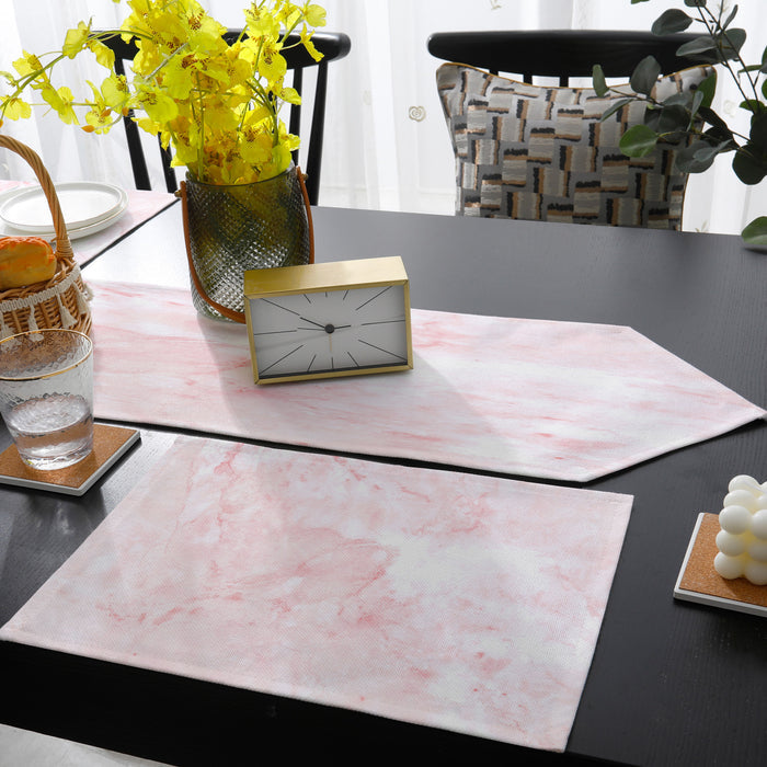 Pink Marble Texture Table Flag And Table Mat Suit Sharp angle - LeobonZone