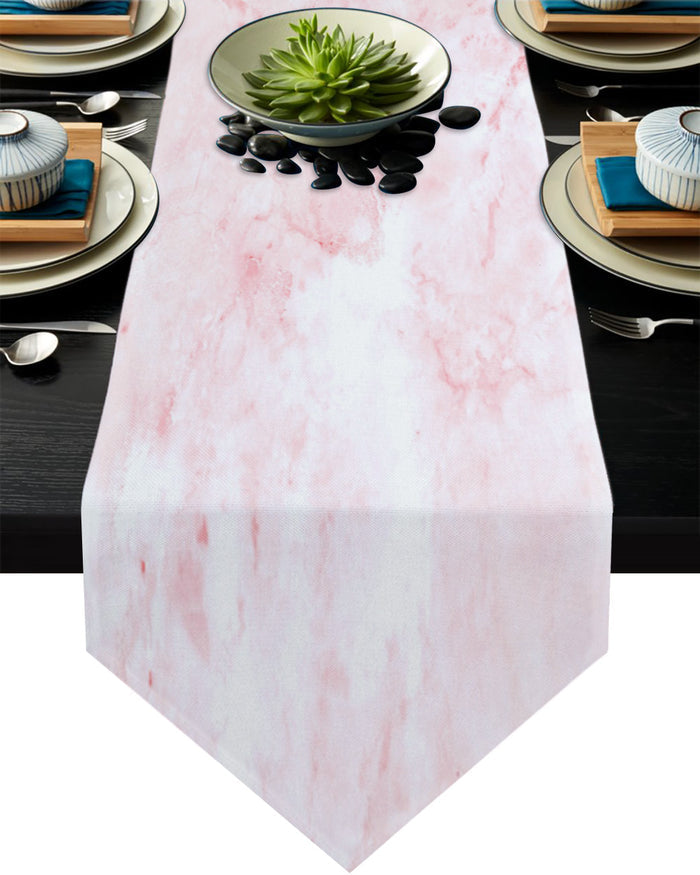 Pink Marble Texture Table Runner Place Mats Sharp Angle - LeobonZone