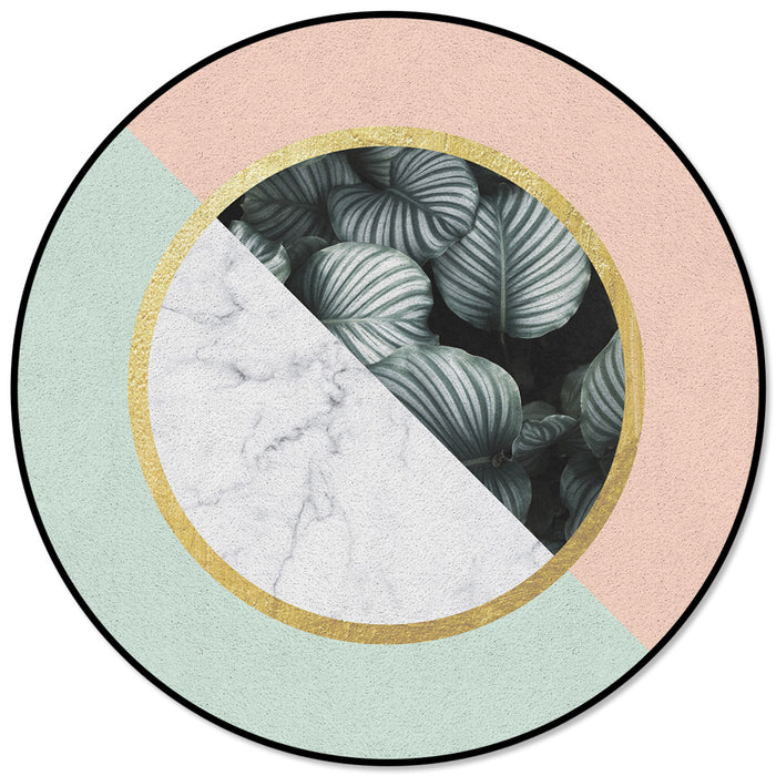 Pink Marbling texture of tropical plants Circular Felt Rugs - LeobonZone