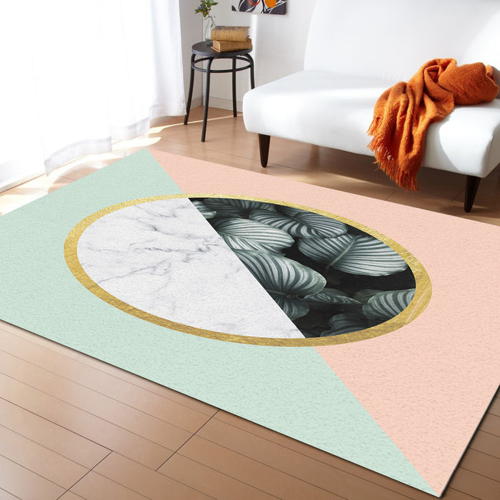 Pink Marbling texture of tropical plants Right Angle Felt Rugs - LeobonZone