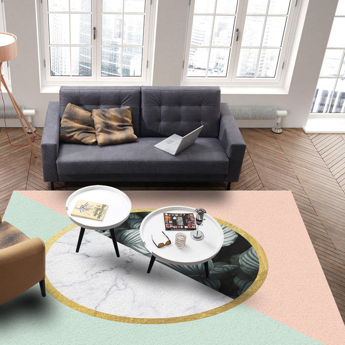 Pink Marbling texture of tropical plants Right Angle Felt Rugs - LeobonZone