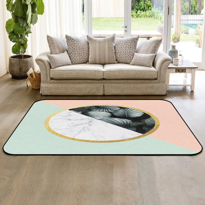 Pink Marbling texture of tropical plants Sponge Rillet Rubber Rugs - LeobonZone