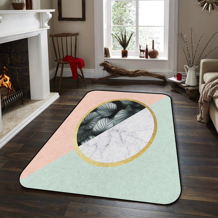 Pink Marbling texture of tropical plants Sponge Rillet Rubber Rugs - LeobonZone