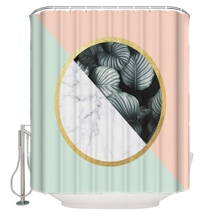 Pink Marbling texture of tropical plants Waterproof Durable Shower Curtain - LeobonZone