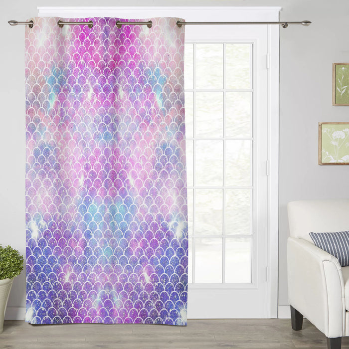 Pink Mermaid Scales Blackout Window Curtains - LeobonZone