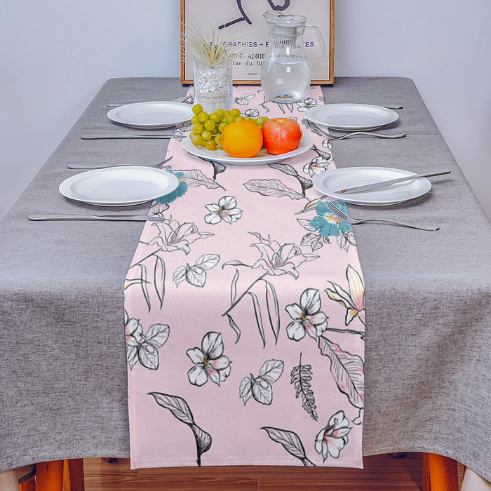 Pink Retro Flannel Table Runner Place Mats - LeobonZone