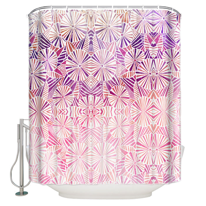 Pink Umbrella geometric shower curtain - LeobonZone