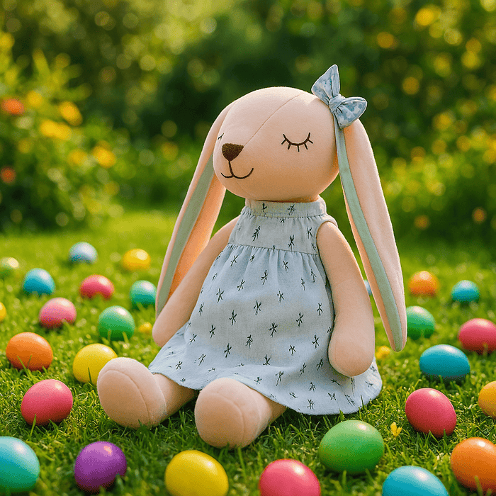 Poppy: Cute Pink and Blue Fluffy Bunny Plushie - Goodlifebean stuffed animals