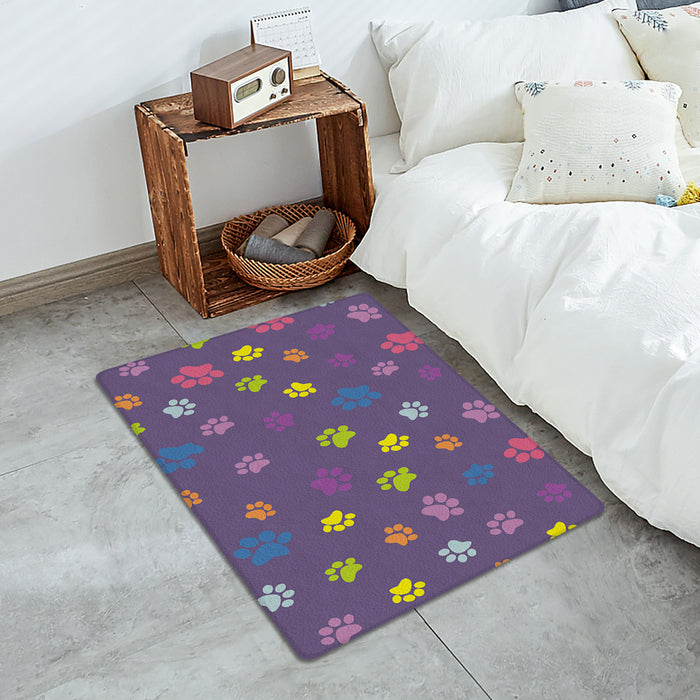 Purple Lovely Feet Leather Mat Soft Non-Slip Waterproof  Doormat - LeobonZone
