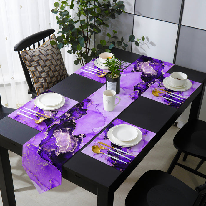 Purple Marble Texture in Phnom Penh Table Flag And Table Mat Suit Sharp angle - LeobonZone