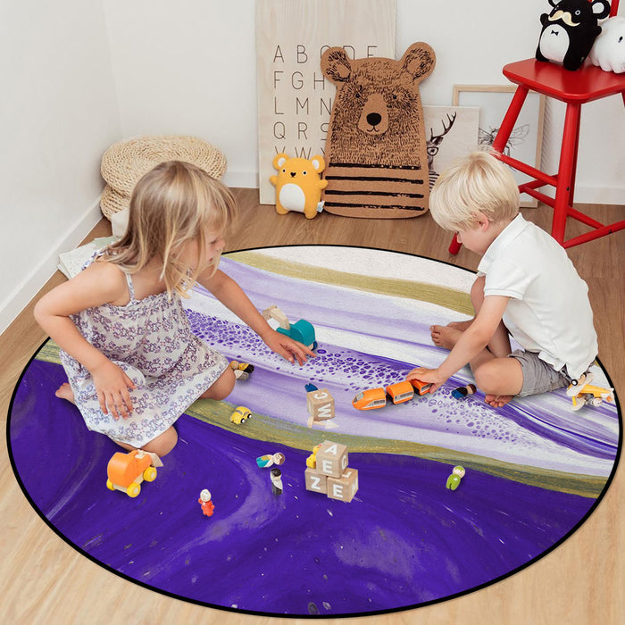 Purple Watercolor Gradient Marble Texture Circular Felt Rugs - LeobonZone