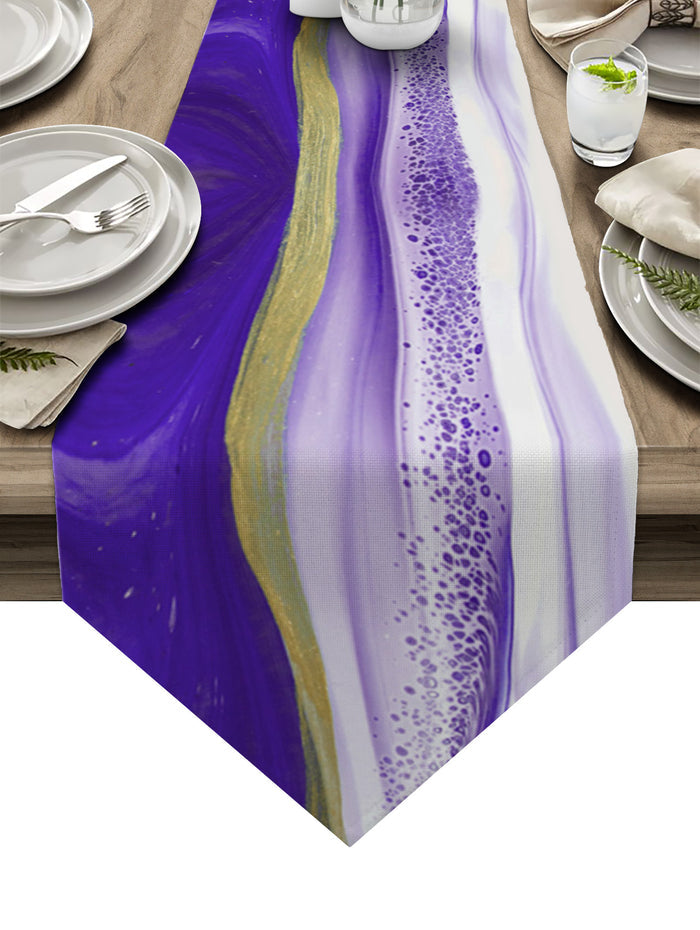 Purple Watercolor Gradient Marble Texture Table Runner Place Mats Sharp Angle - LeobonZone