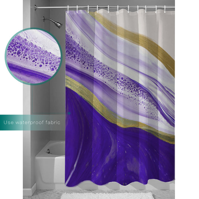 Purple Watercolor Gradient Marble Texture Waterproof Durable Shower Curtain - LeobonZone
