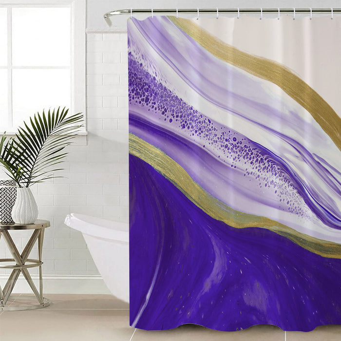 Purple Watercolor Gradient Marble Texture Waterproof Durable Shower Curtain - LeobonZone