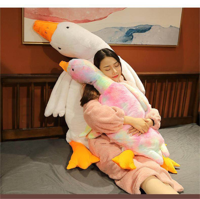 Rainbow Feathered Giant Goose Plush - Goodlifebean Stuffed Animals