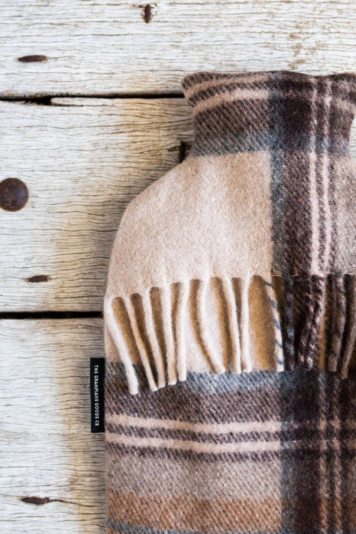 Recycled Wool Tartan Hot Water Bottle Covers | Malt