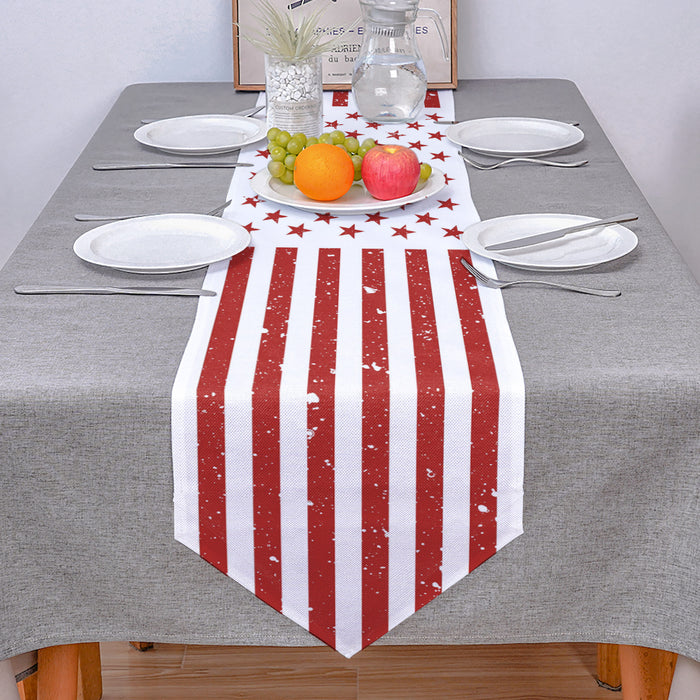 Red and white independence day retro American flag Sharp Angle Table Runner Place Mats - LeobonZone