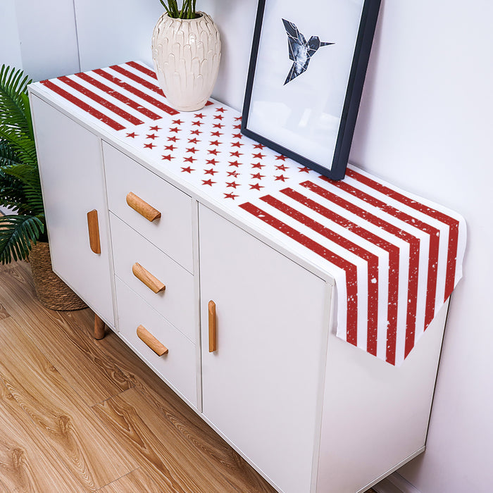 Red and white independence day retro American flag Sharp Angle Table Runner Place Mats - LeobonZone