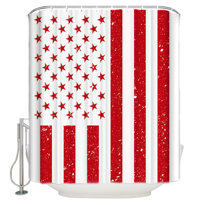 Red and white independence day retro American flag Shower Curtain - LeobonZone