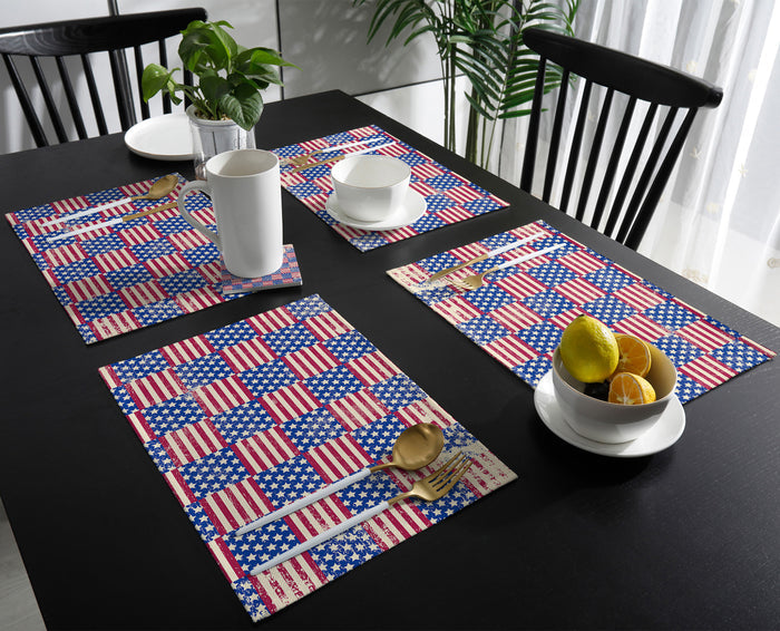 Red Independence day retro flag element Personalized Table Placemats - LeobonZone