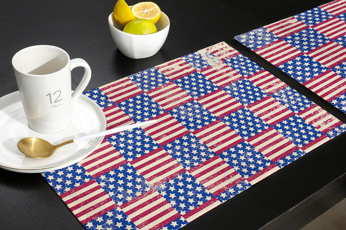 Red Independence day retro flag element Personalized Table Placemats - LeobonZone