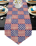 Red Independence day retro flag element Sharp Angle Table Runner Place Mats - LeobonZone
