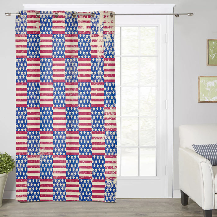 Red Independence day retro flag element window curtains - LeobonZone