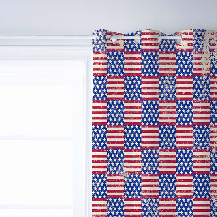 Red Independence day retro flag element window curtains - LeobonZone