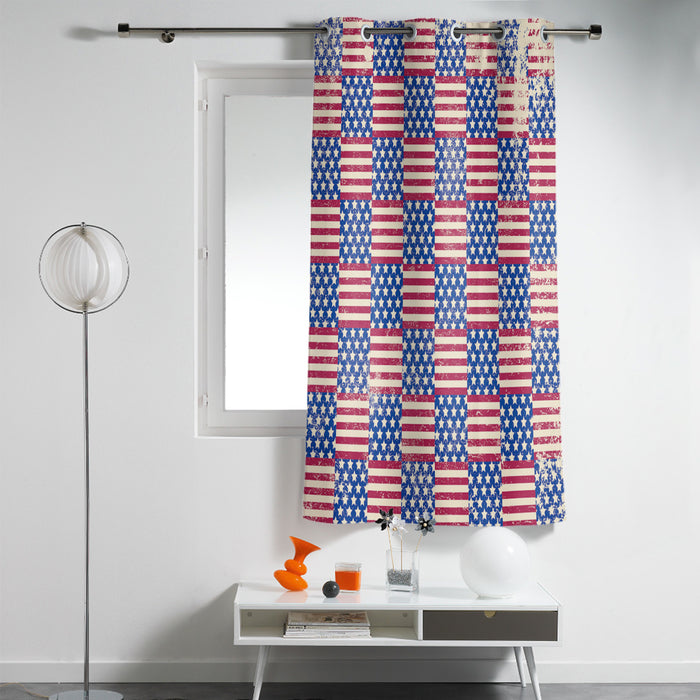 Red Independence day retro flag element window curtains - LeobonZone