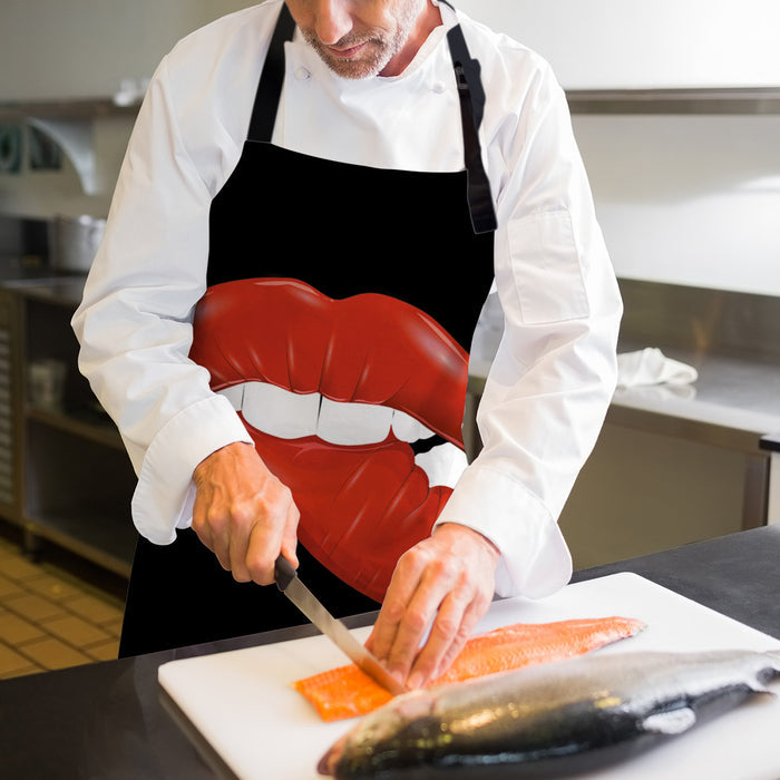 Red Lips Personalized Canvas Apron - LeobonZone