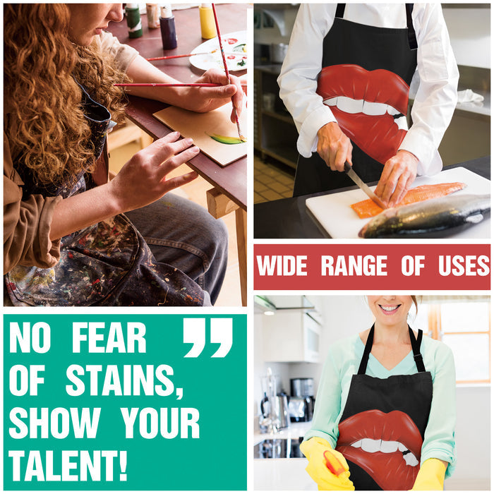 Red Lips Personalized Canvas Apron - LeobonZone