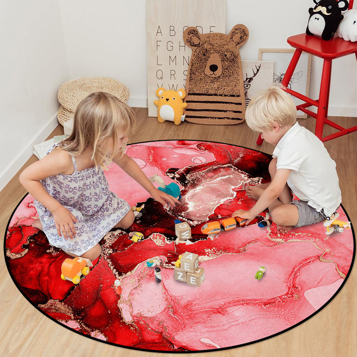 Red Marble Texture in Phnom Penh Circular Felt Rugs - LeobonZone