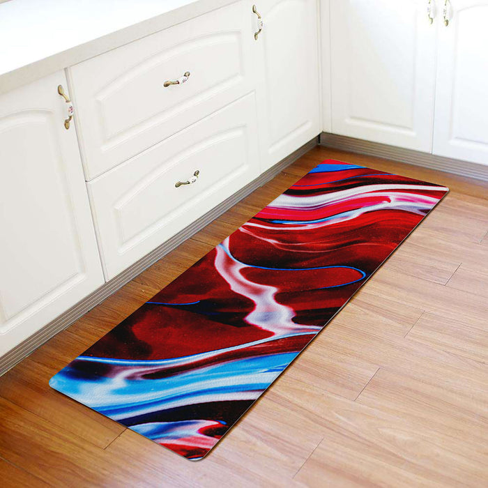 Red Oil painting marble texture Leather Doormat - LeobonZone